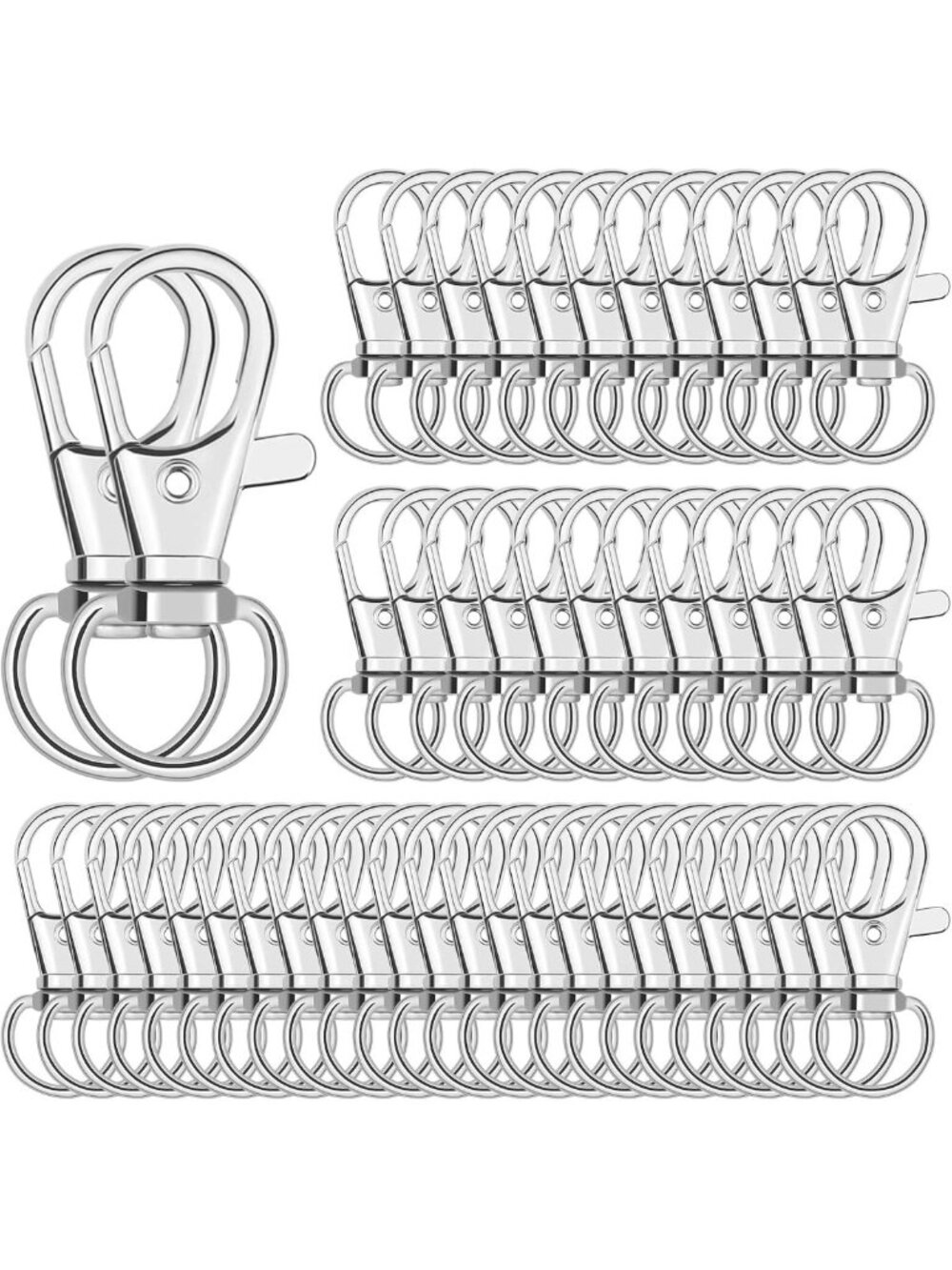 100Pcs Swivel Key Chain Clip Hooks for Lanyards, Key Rings & Crafting Supplies